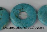 CTU1930 15.5 inches 35mm donut imitation turquoise beads