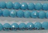 CTU2591 15.5 inches 6mm faceted round synthetic turquoise beads