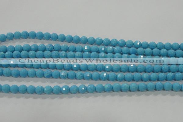 CTU2591 15.5 inches 6mm faceted round synthetic turquoise beads