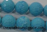 CTU2596 15.5 inches 16mm faceted round synthetic turquoise beads