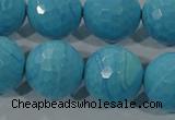 CTU2597 15.5 inches 18mm faceted round synthetic turquoise beads