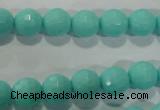 CTU2780 15.5 inches 4mm faceted round synthetic turquoise beads