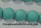 CTU2784 15.5 inches 12mm faceted round synthetic turquoise beads