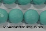 CTU2787 15.5 inches 18mm faceted round synthetic turquoise beads