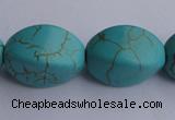 CTU28 15.5 inches 13*20mm twisted oval blue turquoise beads Wholesale