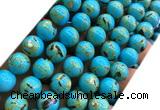 CTU3144 15 inches 10mm round gold vein howlite turquoise beads