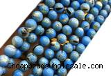 CTU3147 15 inches 6mm round gold vein howlite turquoise beads