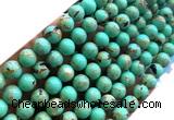 CTU3160 15 inches 4mm round gold vein howlite turquoise beads