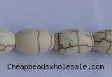 CTU38 15.5 inches 10*16mm rice shape white turquoise beads Wholesale