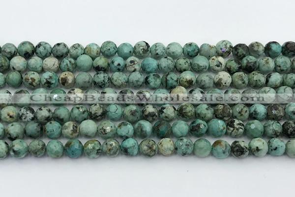 CTU518 15.5 inches 6mm faceted round African turquoise beads wholesale