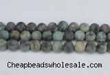 CTU567 15.5 inches 14mm round matte african turquoise beads