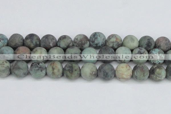 CTU567 15.5 inches 14mm round matte african turquoise beads