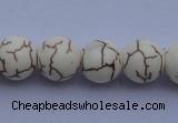 CTU69 15.5 inches 12mm round white turquoise strand beads Wholesale