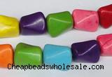 CTU742 15.5 inches 10*13mm nuggets dyed turquoise beads wholesale