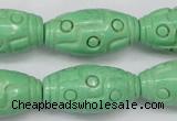 CTU888 15.5 inches 15*30mm carved rice dyed turquoise beads