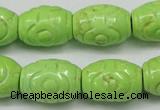 CTU891 15.5 inches 14*20mm carved rice dyed turquoise beads