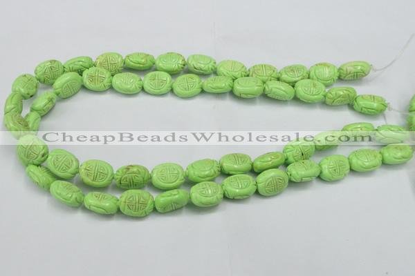 CTU895 15.5 inches 12*15mm carved oval dyed turquoise beads