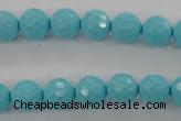 CTU913 15.5 inches 10mm faceted round synthetic turquoise beads