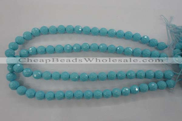 CTU914 15.5 inches 12mm faceted round synthetic turquoise beads