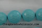 CTU915 15.5 inches 14mm faceted round synthetic turquoise beads