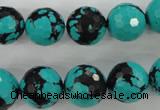 CTU935 15.5 inches 14mm faceted round synthetic turquoise beads