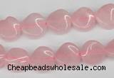 CTW04 15.5 inches 12mm twisted coin rose quartz beads wholesale