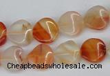 CTW05 15.5 inches 12mm twisted coin agate gemstone beads wholesale