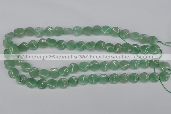 CTW07 15.5 inches 12mm twisted coin green aventurine beads wholesale