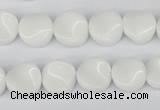 CTW08 15.5 inches 12mm twisted coin white agate beads wholesale