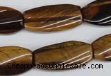 CTW103 15.5 inches 15*30mm twisted rectangle tiger eye beads