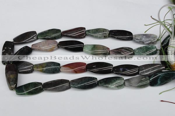 CTW105  15.5 inches 15*30mm twisted rectangle moss agate beads