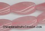 CTW106 15.5 inches 15*30mm twisted rectangle rose quartz beads