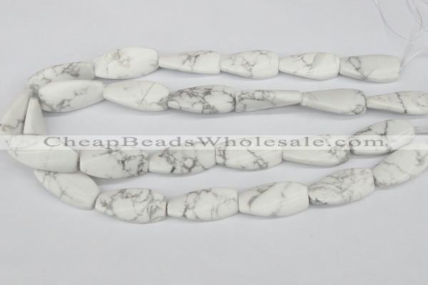 CTW109 15.5 inches 15*30mm twisted rectangle white howlite beads