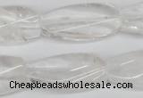 CTW110 15.5 inches 15*30mm twisted rectangle white crystal beads