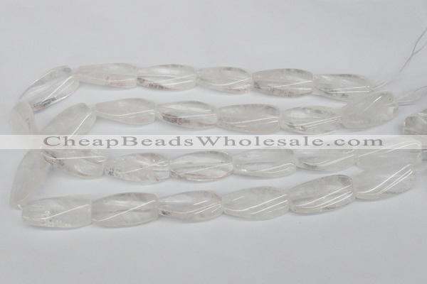 CTW110 15.5 inches 15*30mm twisted rectangle white crystal beads