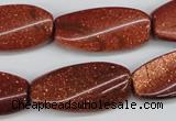 CTW112 15.5 inches 15*30mm twisted rectangle goldstone beads