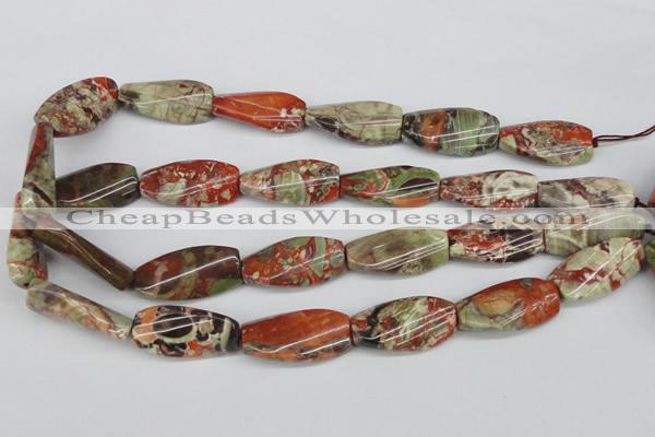 CTW119 15.5 inches 15*30mm twisted rectangle rainforest agate beads