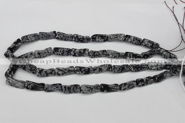 CTW122 15.5 inches 10*20mm twisted trihedron snowflake obsidian beads