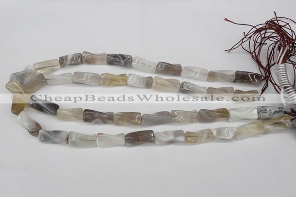 CTW123 15.5 inches 9*20mm twisted trihedron botswana agate beads