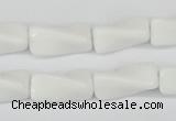 CTW127 15.5 inches 9*20mm twisted trihedron white agate beads