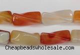 CTW130 15.5 inches 10*20mm twisted trihedron agate gemstone beads