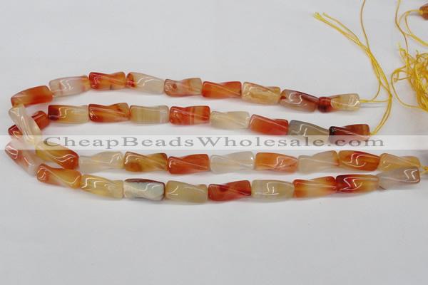 CTW130 15.5 inches 10*20mm twisted trihedron agate gemstone beads