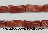 CTW132 15.5 inches 10*20mm twisted trihedron goldstone beads