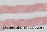 CTW133 15.5 inches 9*20mm twisted trihedron rose quartz beads