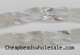 CTW137 15.5 inches 9*20mm twisted trihedron white crystal beads