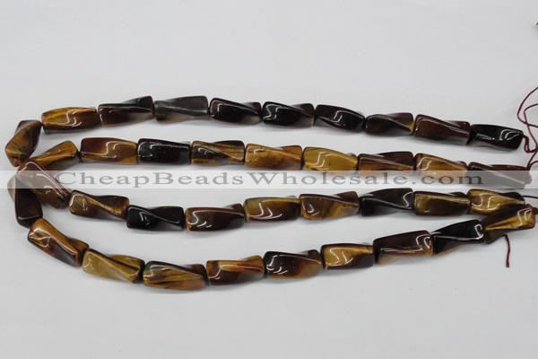 CTW140 15.5 inches 9*20mm twisted trihedron yellow tiger eye beads