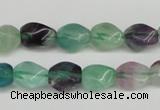 CTW147 15.5 inches 8*11mm twisted rice fluorite gemstone beads