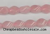 CTW148 15.5 inches 8*11mm twisted rice rose quartz beads