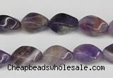 CTW154 15.5 inches 8*15mm twisted rice amethyst gemstone beads