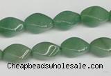 CTW157 15.5 inches 8*15mm twisted rice green aventurine beads